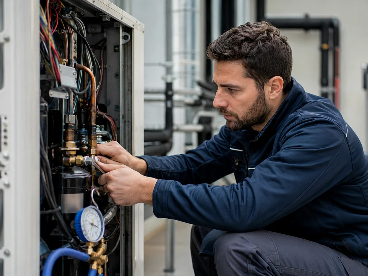 Détail d’un équipement CVC en maintenance
